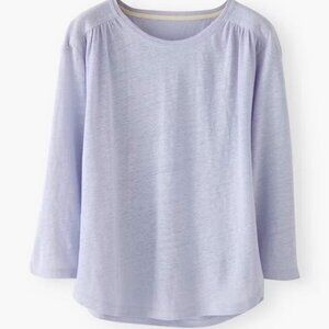 Wrap London Lilac Lavender Linen Jersey 3/4 Sleeve Top Size 8